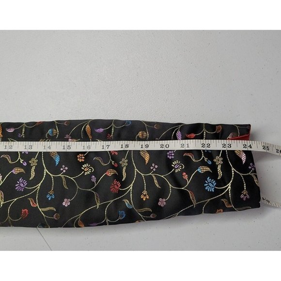 Robert Louis Lined Black Metallic Floral Silk Blend Open Front Jacket Size M/L - Picture 14 of 16